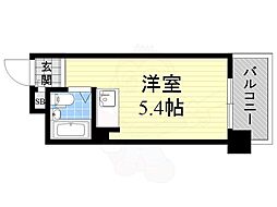 パークサイド上本町駅前 ワンルームの間取図画像