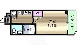 ディナスティ玉造 1Kの間取図画像