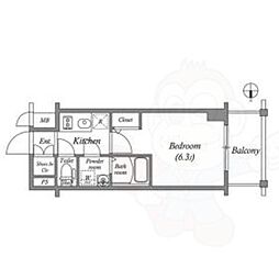 エスリード大阪城KROG 1Kの間取図画像