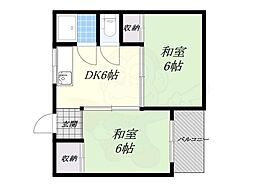 メゾンロータリー 2DKの間取図画像