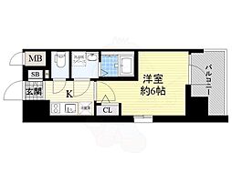 エスリード大阪NAGAHORIGATE 1Kの間取図画像