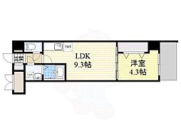 グランパシフィック北巽 1LDKの間取図画像