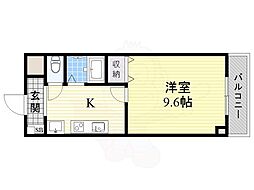 グレイスコート 1Kの間取図画像