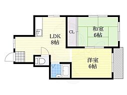 グリーンハイツ勝山 2LDKの間取図画像