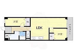 ローズハイツ真田山公園 2LDKの間取図画像