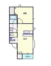 ポプレーア 1LDKの間取図画像