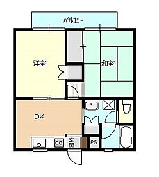 エクセレントカーサ22 2DKの間取図画像