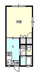 コーポ・ウィング 1Kの間取図画像