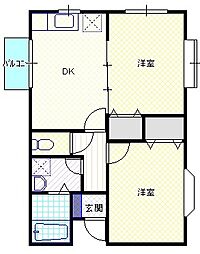 ウエストパーク 2DKの間取図画像
