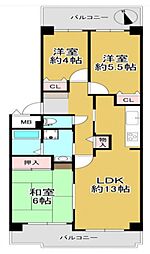 西舞子パークホームズ4号棟 3LDKの間取図画像