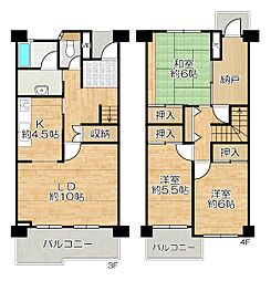 研究学園(6)団地530号棟西 3LDKの間取図画像