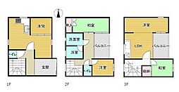 天王寺区空清町戸建て 5LDKの間取り