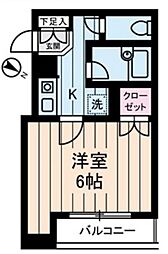 東急世田谷線 三軒茶屋駅 徒歩17分の賃貸マンション 2階1Kの間取り