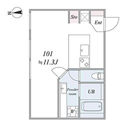東急多摩川線 蒲田駅 徒歩8分の賃貸マンション 1階1LDKの間取り