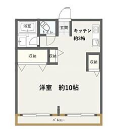 京急空港線 京急蒲田駅 徒歩6分の賃貸マンション 3階1DKの間取り