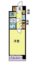 東急目黒線 新丸子駅 徒歩5分の賃貸マンション 3階1Kの間取り