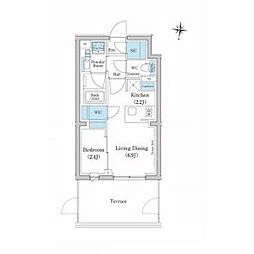 東急池上線 池上駅 徒歩5分の賃貸マンション 1階1LDKの間取り