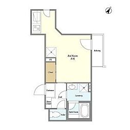 京王線 千歳烏山駅 徒歩6分の賃貸アパート 2階ワンルームの間取り