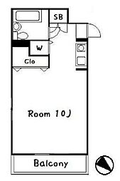 小田急小田原線 梅ヶ丘駅 徒歩9分の賃貸マンション 3階ワンルームの間取り