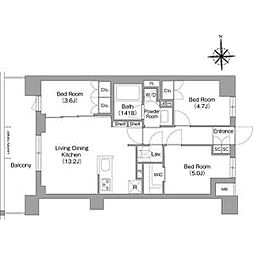 京急本線 大森町駅 徒歩12分の賃貸マンション 1階3LDKの間取り
