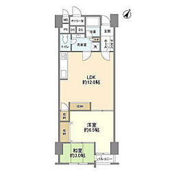 JR京浜東北・根岸線 大森駅 徒歩11分の賃貸マンション 5階2LDKの間取り