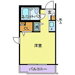 東急東横線 祐天寺駅 徒歩8分の賃貸マンション 3階ワンルームの間取り