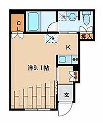 小田急小田原線 経堂駅 徒歩6分の賃貸アパート 1階ワンルームの間取り