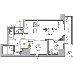 JR京浜東北・根岸線 大森駅 徒歩9分の賃貸マンション 8階2LDKの間取り