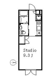 東急池上線 蓮沼駅 徒歩7分の賃貸マンション 2階1Kの間取り