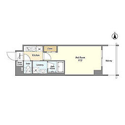 東急池上線 蒲田駅 徒歩6分の賃貸マンション 9階1Kの間取り
