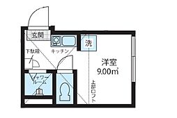 東急田園都市線 駒沢大学駅 徒歩9分の賃貸アパート 1階ワンルームの間取り