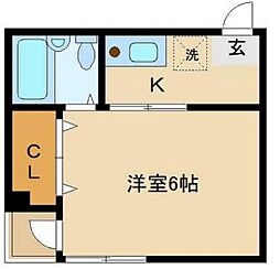 東急多摩川線 蒲田駅 徒歩10分の賃貸マンション 4階1Kの間取り