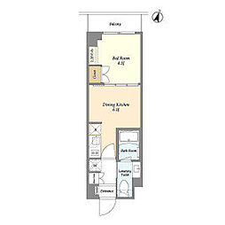 東急田園都市線 駒沢大学駅 徒歩9分の賃貸マンション 2階1DKの間取り