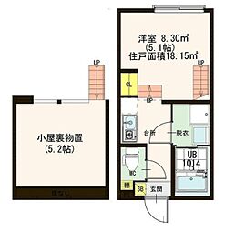 東急田園都市線 三軒茶屋駅 徒歩6分の賃貸アパート 2階1Kの間取り
