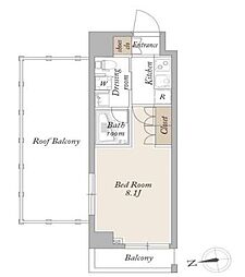 東急多摩川線 武蔵新田駅 徒歩11分の賃貸マンション 5階1Kの間取り