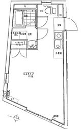 小田急小田原線 下北沢駅 徒歩11分の賃貸マンション 4階ワンルームの間取り