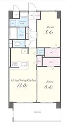 京急本線 梅屋敷駅 徒歩9分の賃貸マンション 10階2LDKの間取り