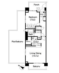 東急世田谷線 三軒茶屋駅 徒歩14分の賃貸マンション 8階1LDKの間取り