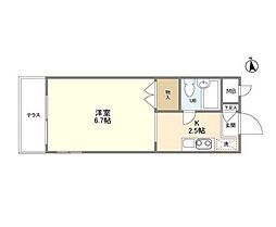 東急田園都市線 駒沢大学駅 徒歩8分の賃貸マンション 1階1Kの間取り