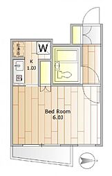 京王井の頭線 新代田駅 徒歩2分の賃貸マンション 4階1Kの間取り