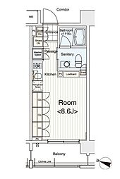 京急本線 雑色駅 徒歩10分の賃貸マンション 8階ワンルームの間取り