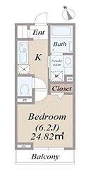 京王井の頭線 下北沢駅 徒歩3分の賃貸アパート 2階1Kの間取り