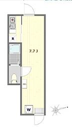 京王線 芦花公園駅 徒歩7分の賃貸アパート 1階ワンルームの間取り