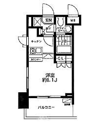京急本線 平和島駅 徒歩3分の賃貸マンション 4階ワンルームの間取り