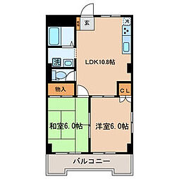 マンション如月 2LDKの間取図画像