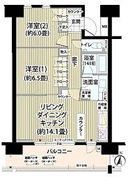 ガーデニエール砧レジデンス 2LDKの間取図画像