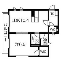 シャルマン 1LDKの間取図画像