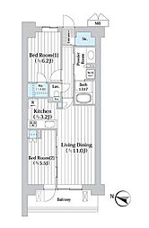 アビティグランデ砧 2LDKの間取図画像