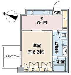 ユニーブル世田谷明大前 1Kの間取図画像