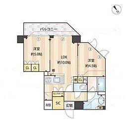 CRESTCOURT世田谷松原 2LDKの間取図画像